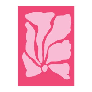Poster met abstract figuur in Matisse stijl in roze.