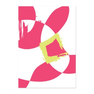 Poster set deel 3 uit set van 3 met abstract figuren in roze