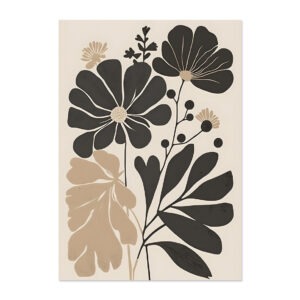 Forex poster met illustratie van bloemen in zwart en beige uit de neutrals collectie designposters.