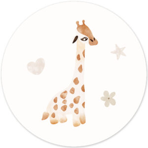 Muurcirkel voor op de kinderkamer of babykamer met schattige baby giraffe.