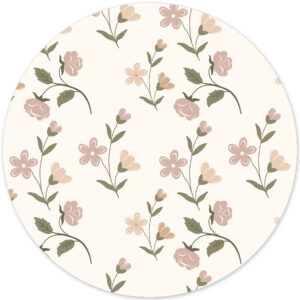 Muurcirkel voor op de kinderkamer met bloemen patroon in oud roze.